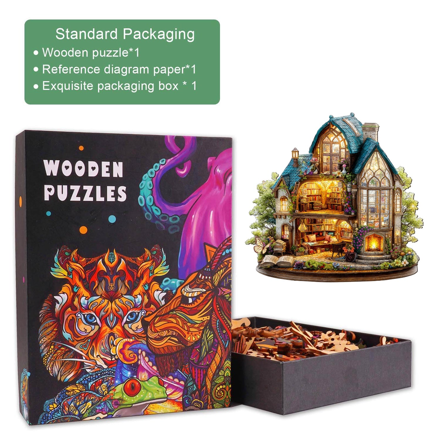 Fireside Library Wooden Jigsaw Puzzle