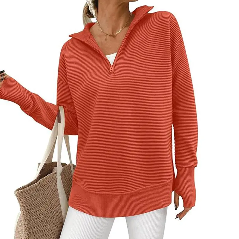 Women's Long Sleeve Quarter Zip Pullover Sweater
