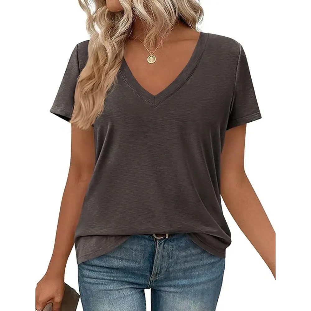 🔥11-Pack $24.99-Women’s Summer Casual V Neck Sleeve Loose Basic Tees
