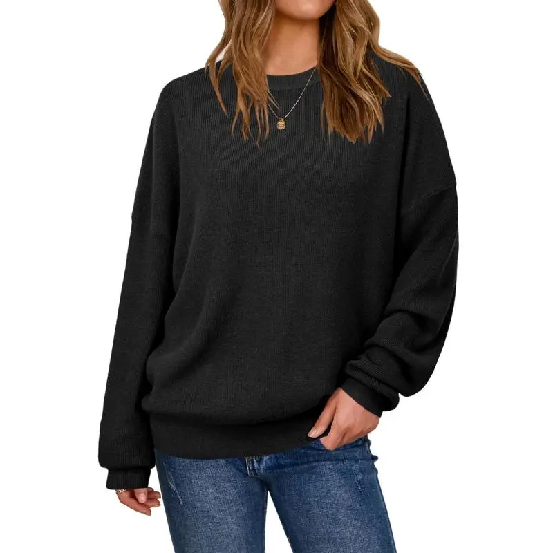 Women's Wool Blend Oversized Sweaters Crewneck Casual Fall Outfits Fashion Tops