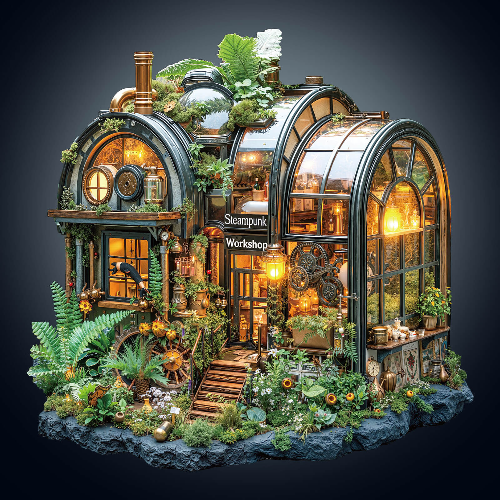 Steampunk greenhouse Wooden Jigsaw Puzzle