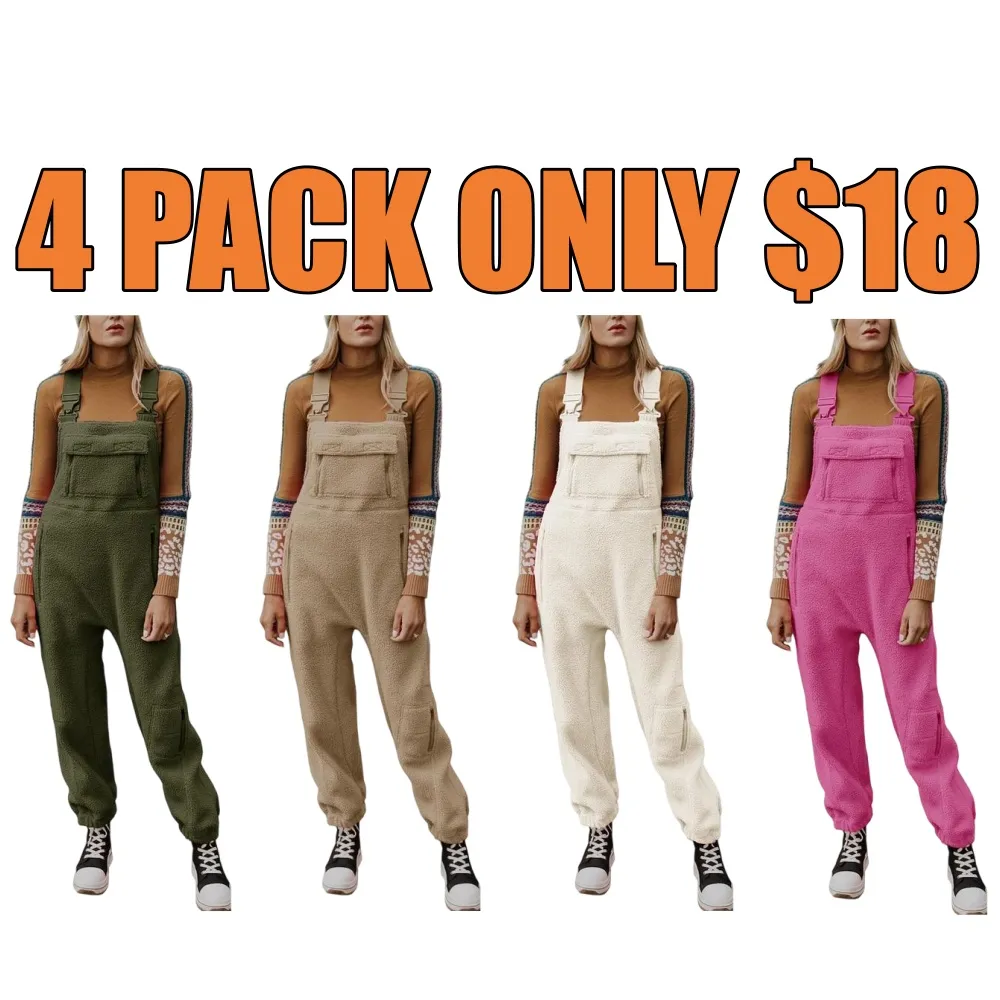 Women's Fleece Warm Overalls Winter Loose
