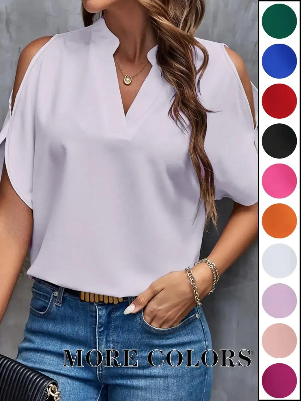 Women's Solid Color Casual Fitted T-Shirt, Short Sleeve Off-Shoulder Top, Commuter Wear