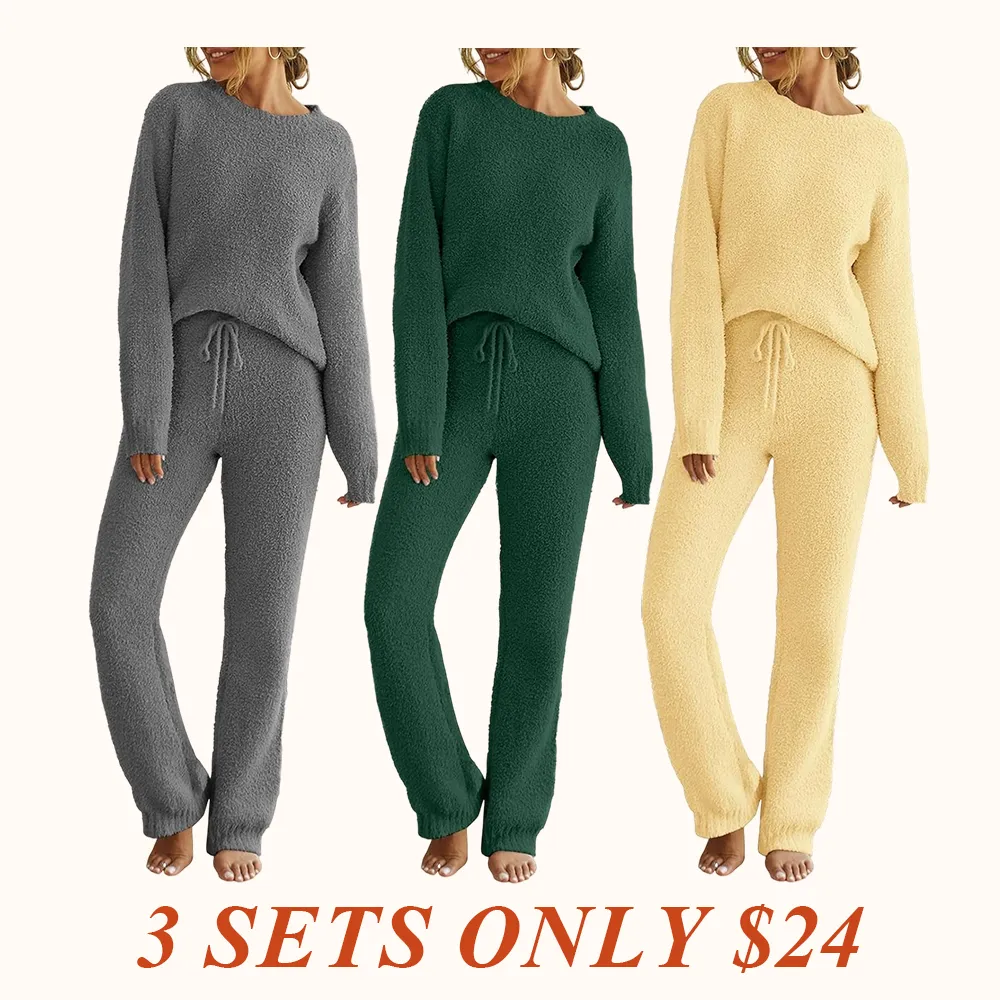 Womens Pajama Sets 2025 Fall Lounge Sweater Set