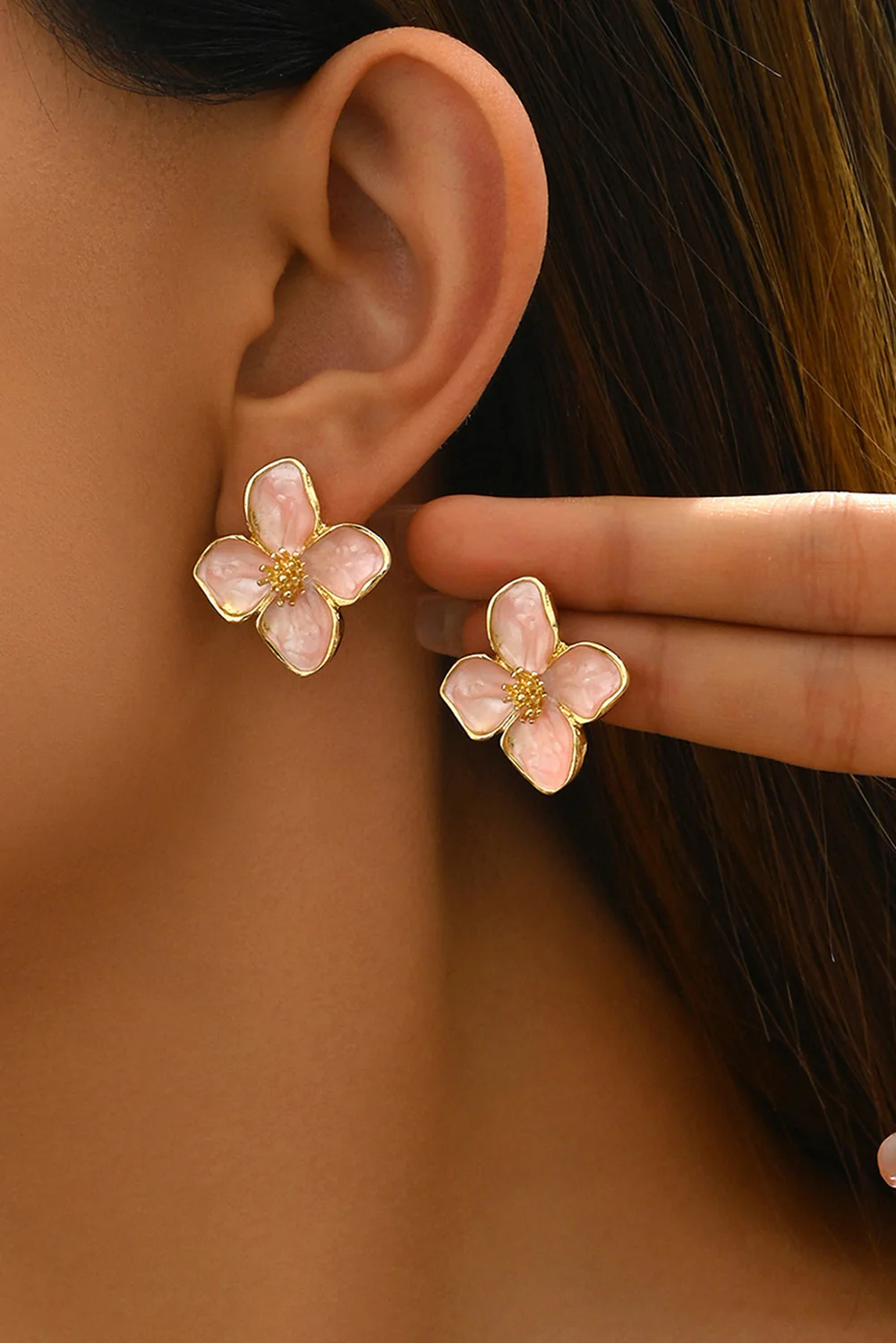 Light Pink Sweet Flower Shape Stud Alloy Earrings