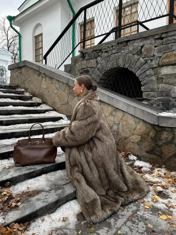 Women'S Solid Color Open Front Faux Fur Coat