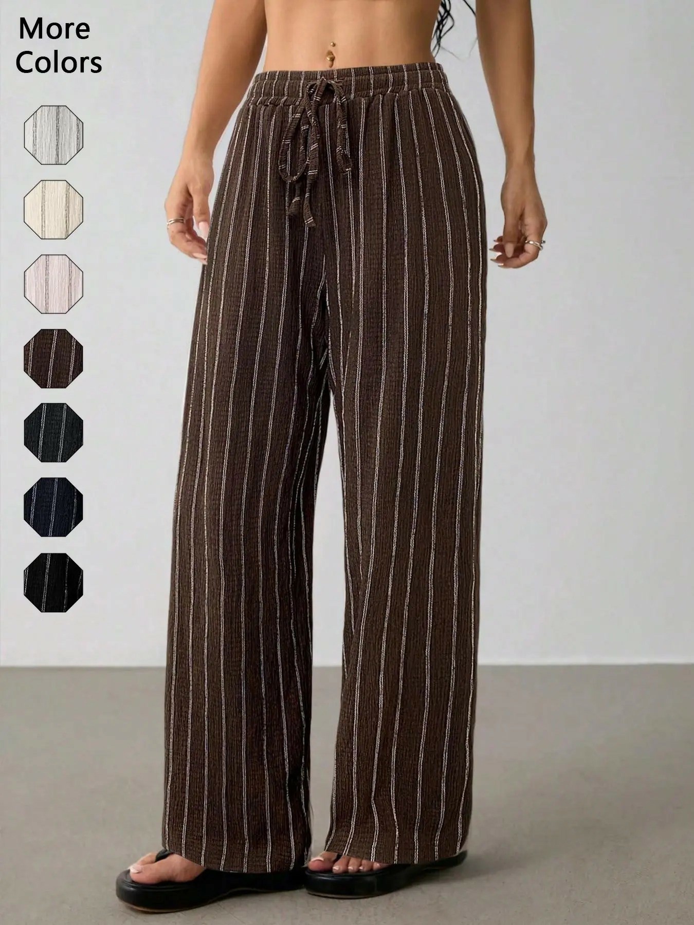 🔥Easter Sale!Women's Striped Waist-Tie Straight-Leg Loose Streetwear Pants
