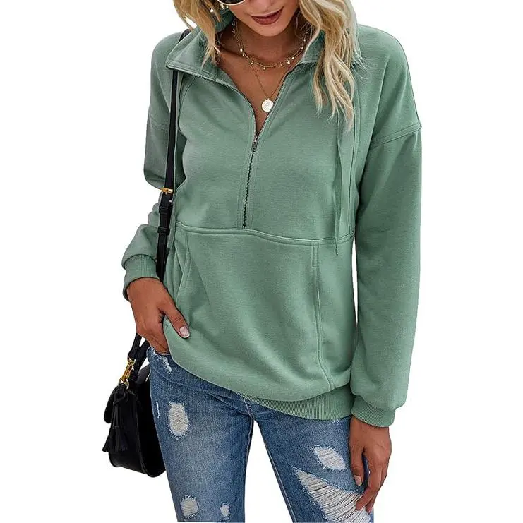 Women's Casual Long Sleeve Lapel Zipper Sweatshirt