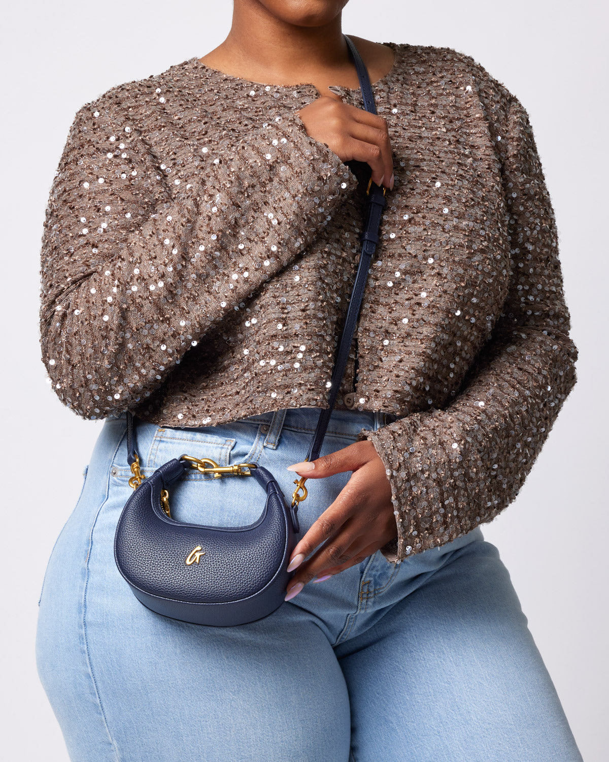 NANO PEBBLE HOBO BAG - NAVY