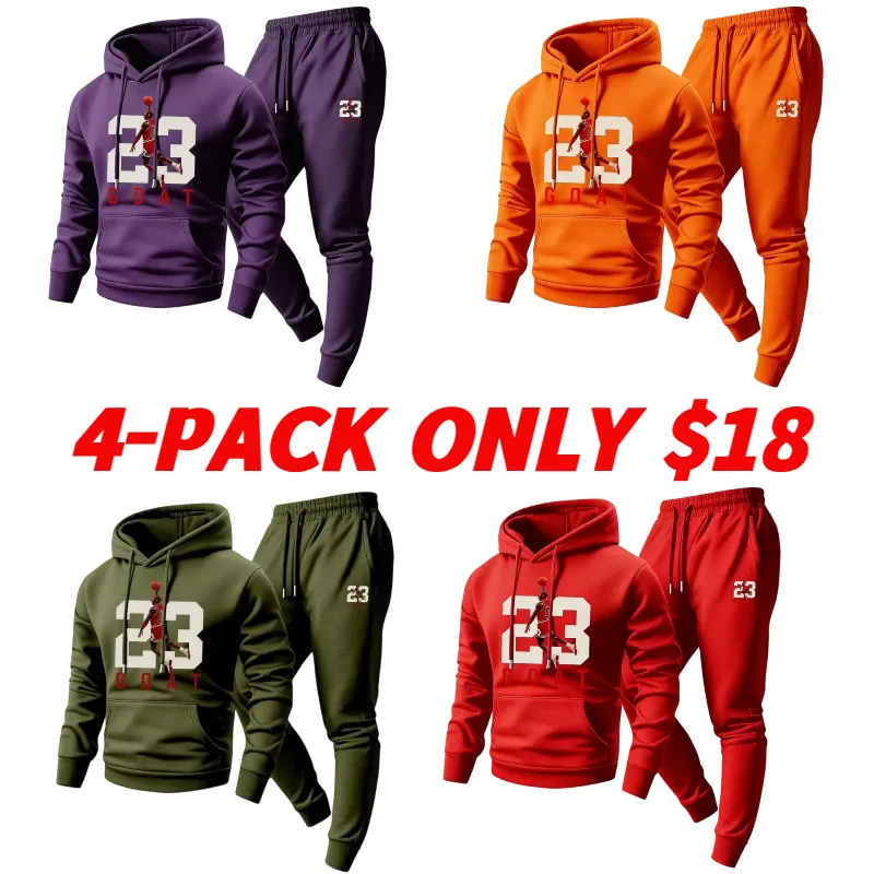 🔥Last day promotion Men's Minimalist Goat-Print Tracksuit Hoodie & Sweatpants Set