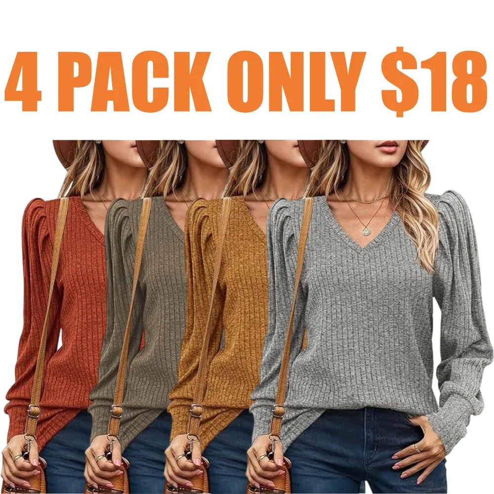 Women's Knit Shirt Soft Puff Long Sleeve