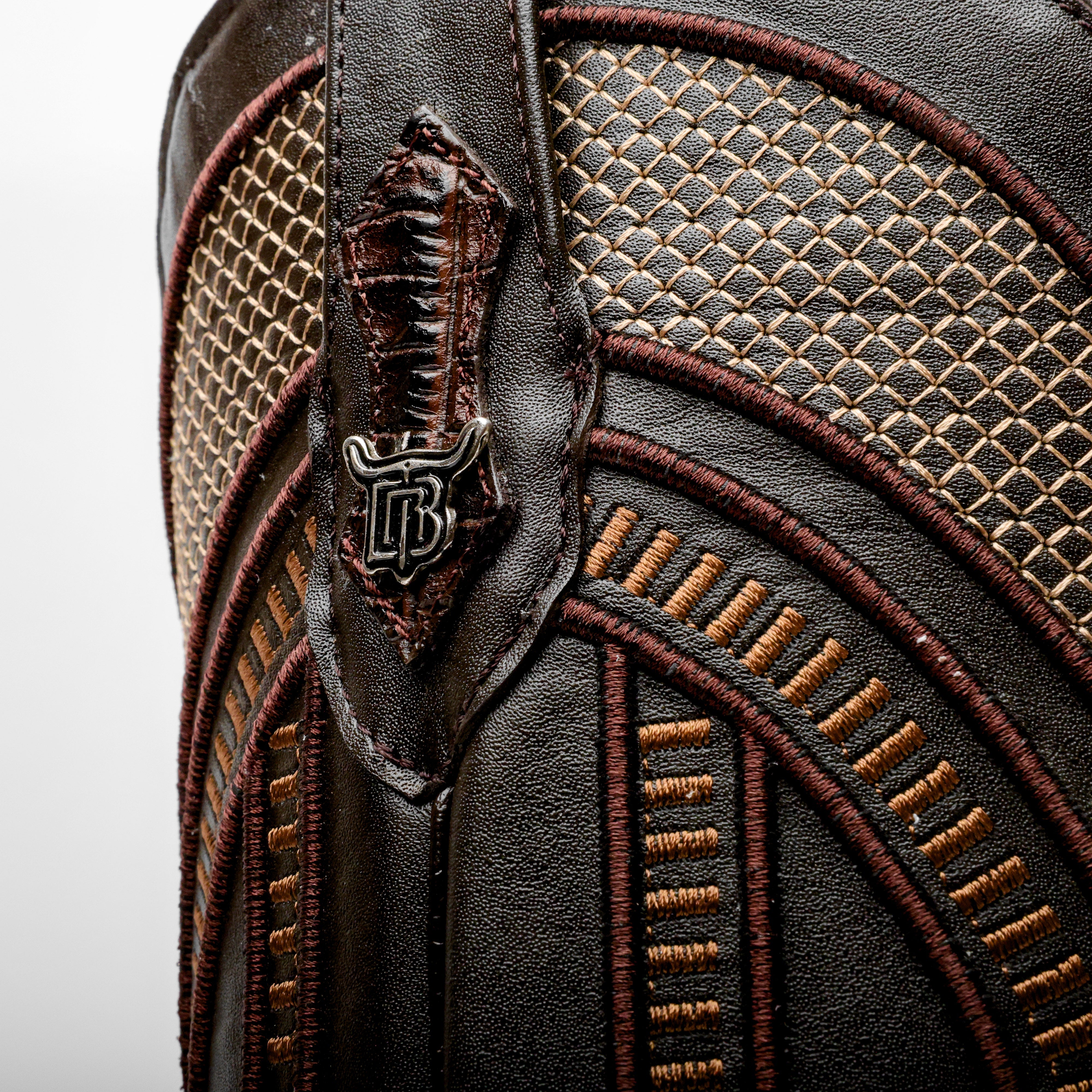 Brown Caiman Belly Leather Boots - Square Toe