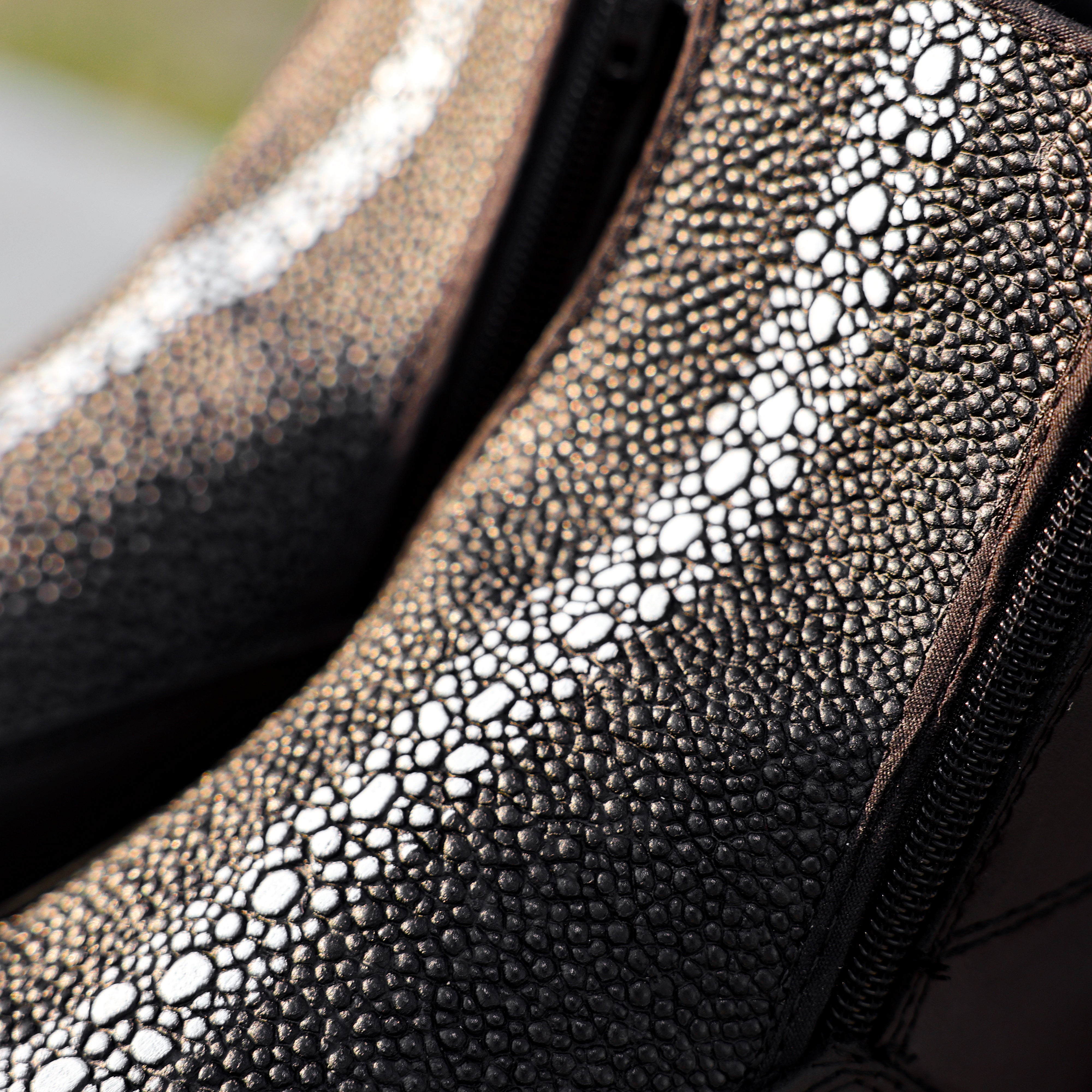 Black Stingray Leather Botin With 3D Lightweight Soles - Square Toe