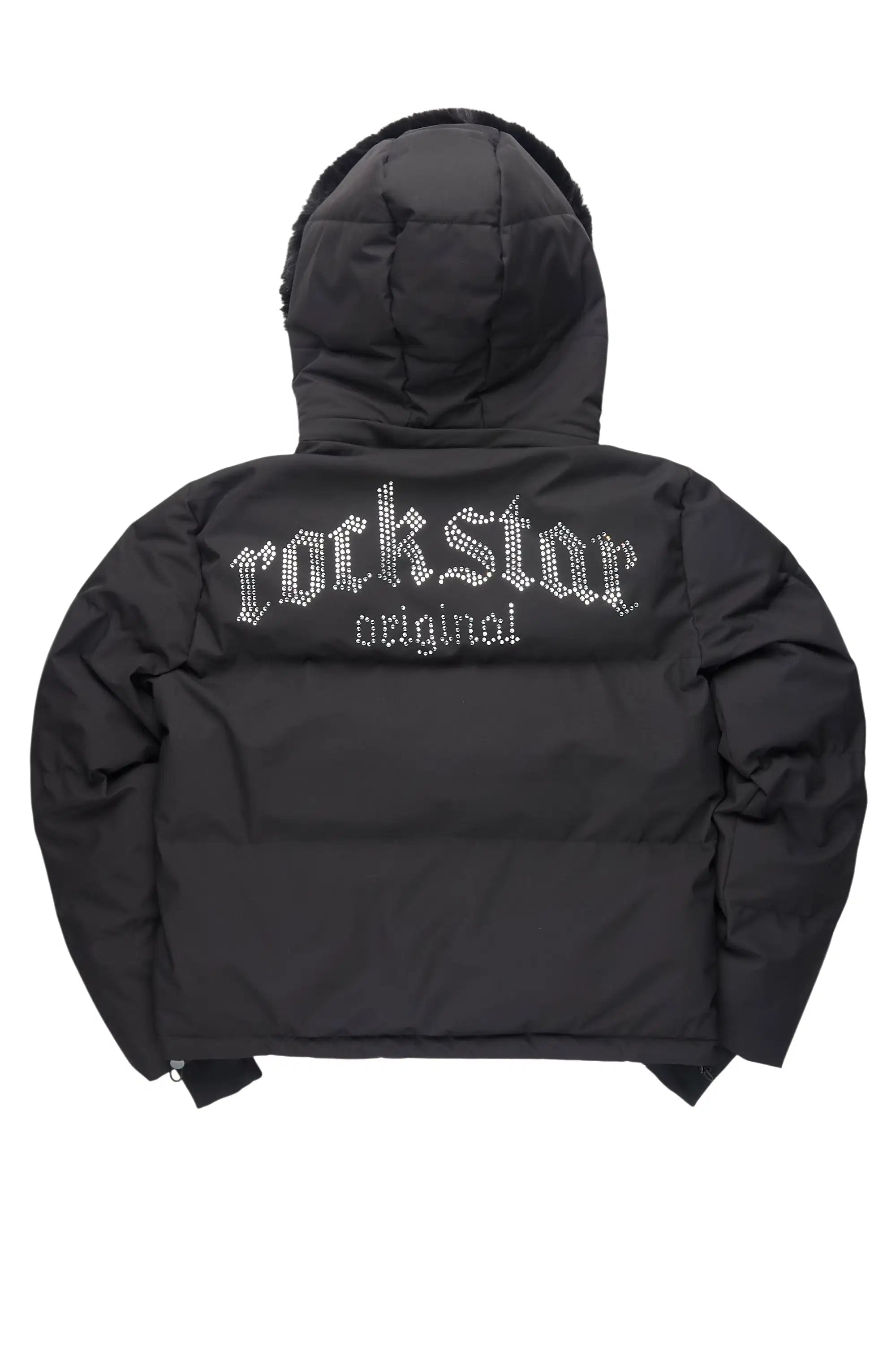 Dontaisha Black Puffer Jacket With Fur Trim