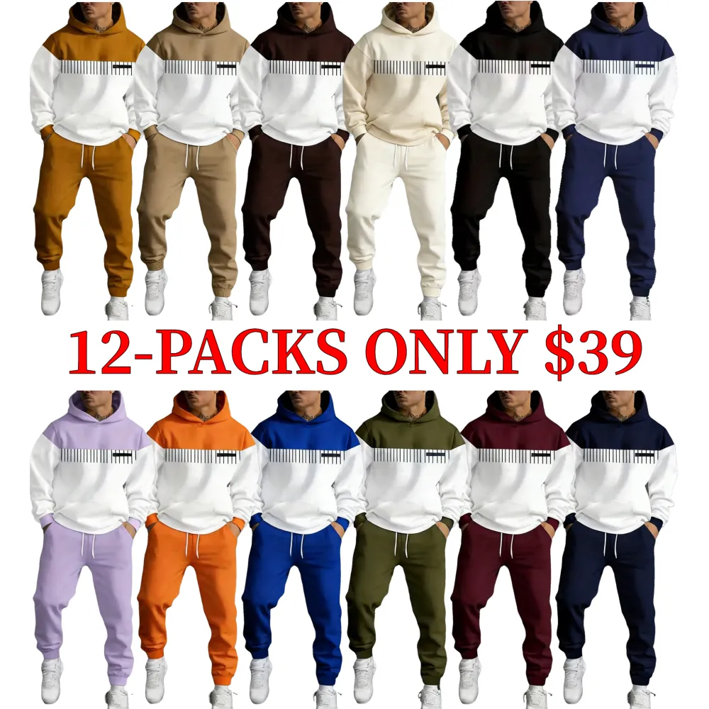 Business casual fashion suit, simple and versatile hooded sweatshirt set.
