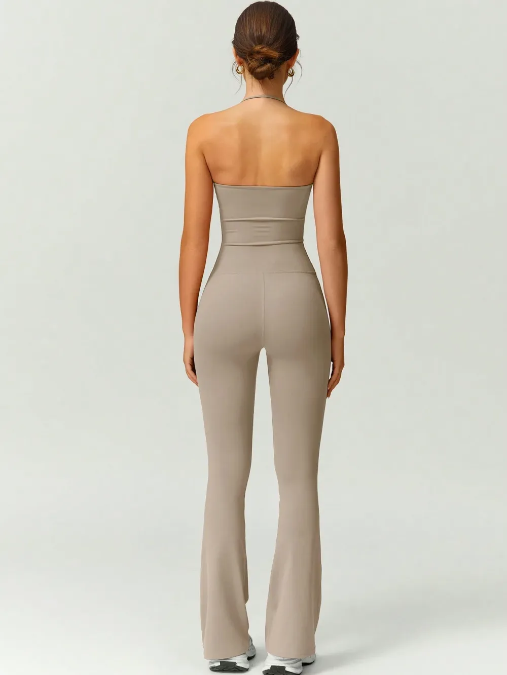 Women's Halter Neck Bodycon Flared Leg Jumpsuit