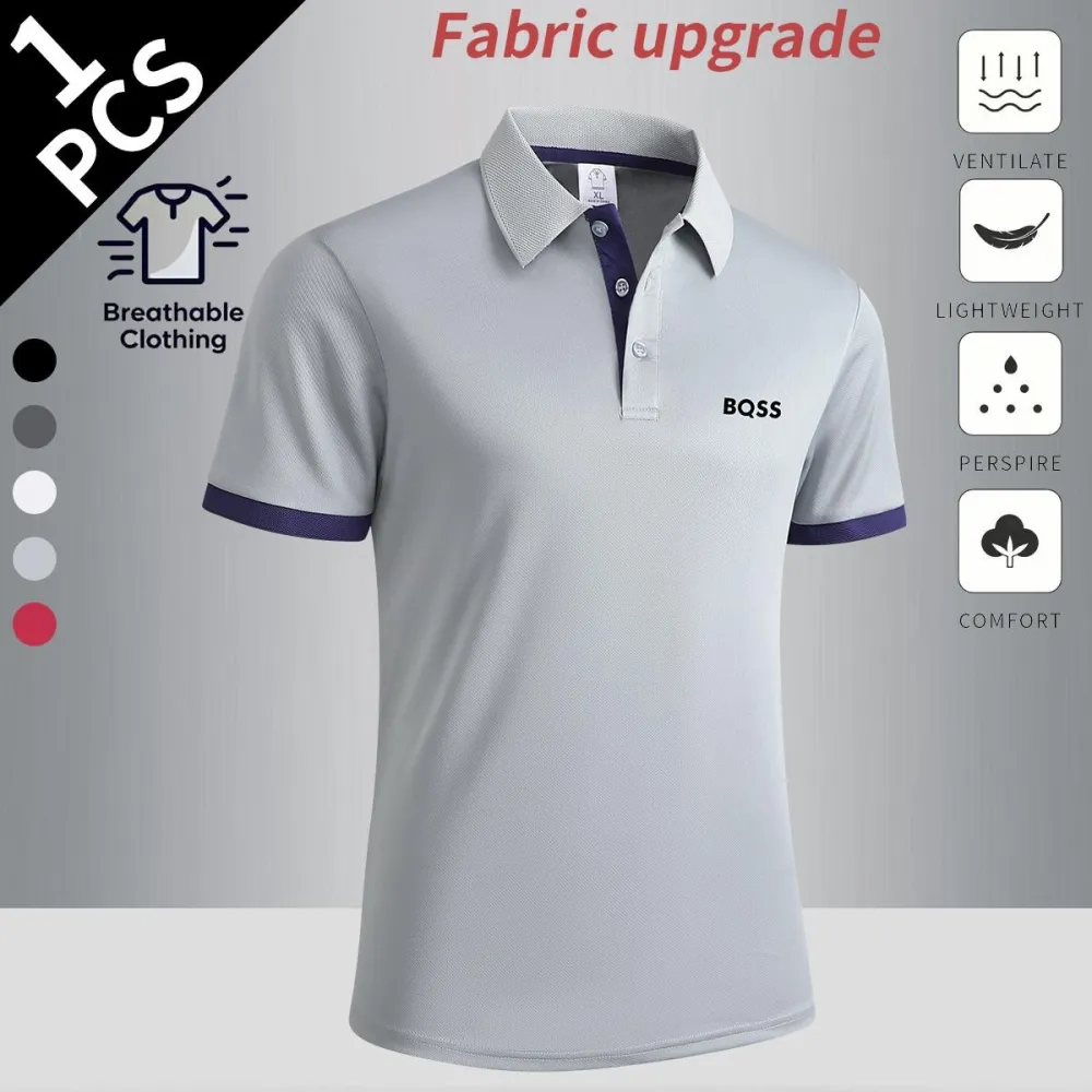 Summer new men's comfortable POLO shirts, classic button-down lapel tops