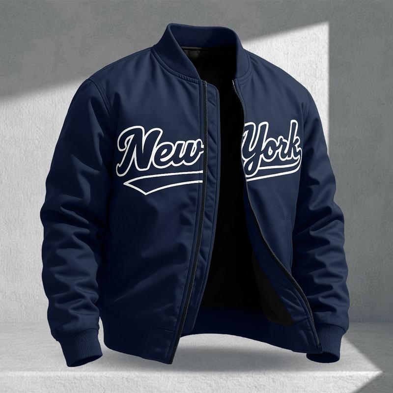 Letter Print Sports Jacket, Men's Casual Jacket