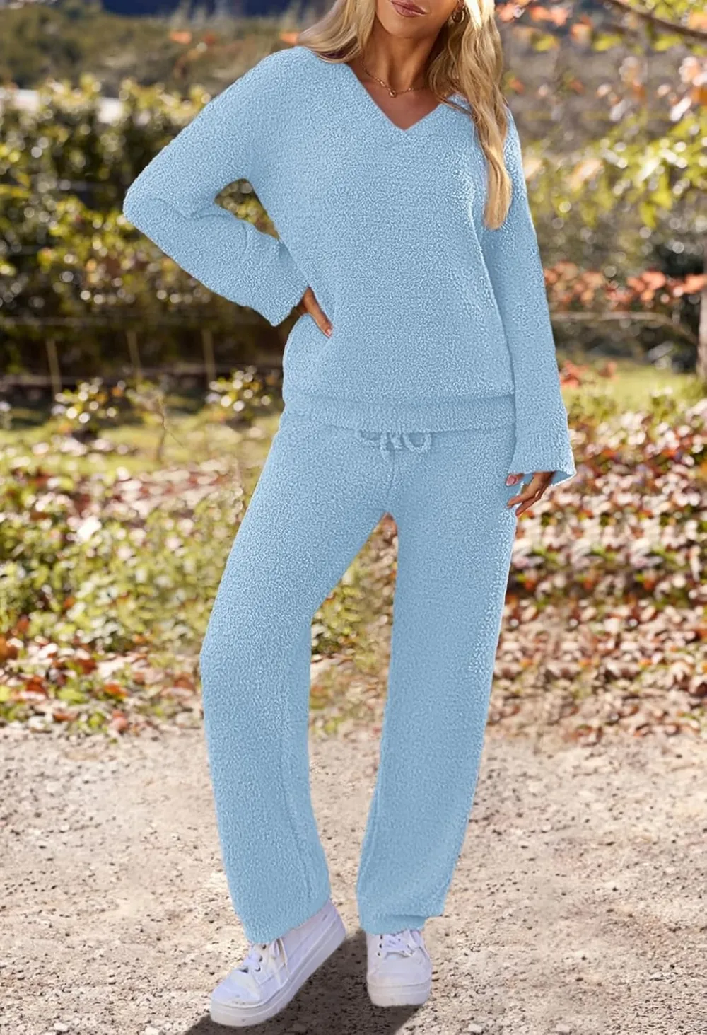 Women's Lounge Sets 2025 Fall Fashion 2 Piece Outfits Sweater Pajama Set