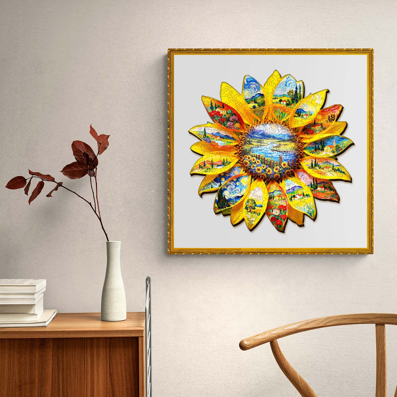 Oil on Sunflower Wooden Jigsaw Puzzle
