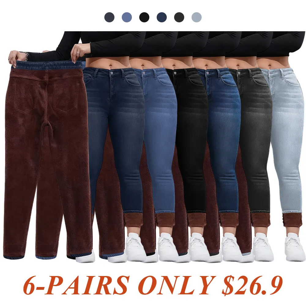 Women's Fall Winter Fleece Lined Denim Jeans