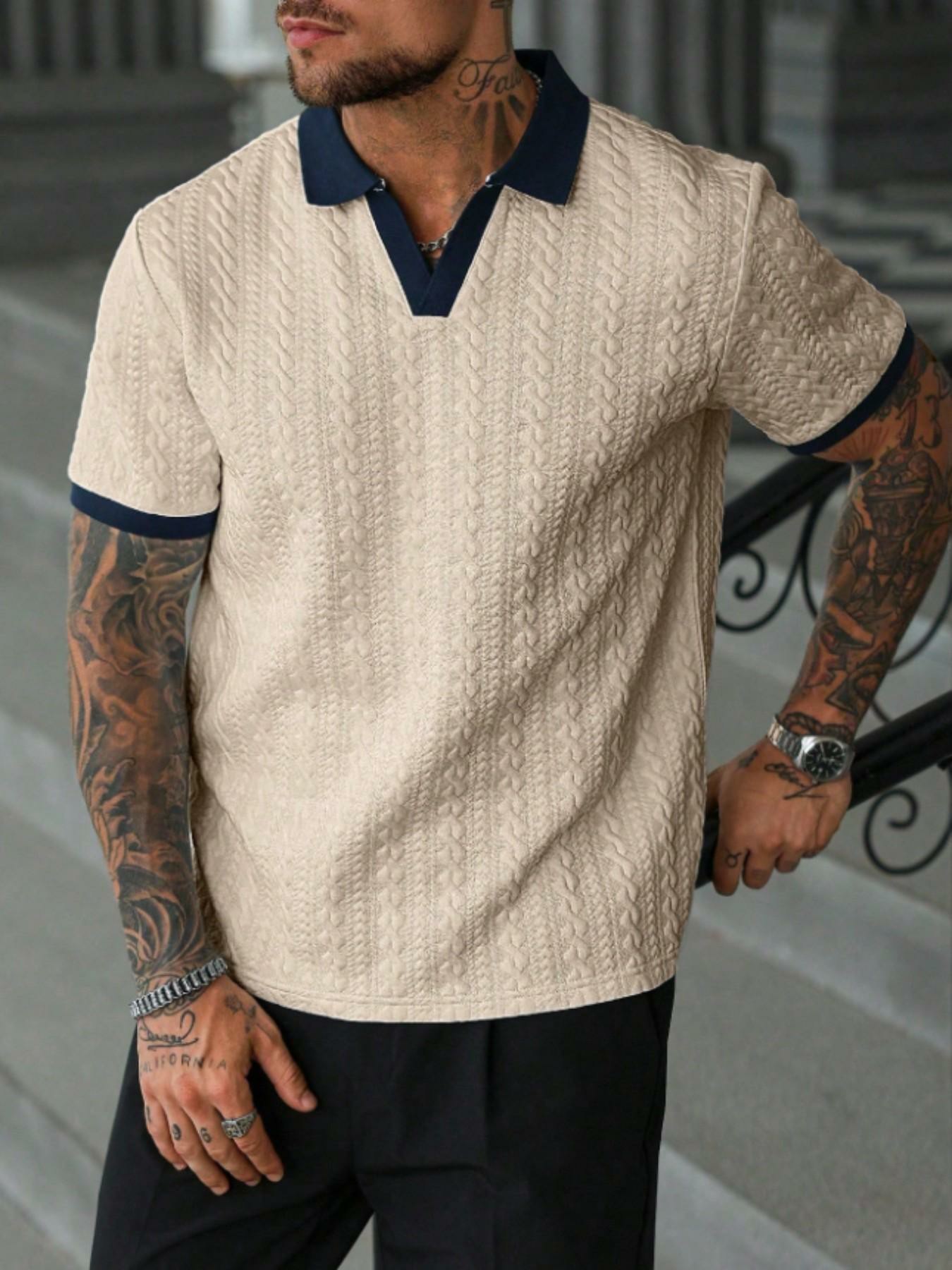 Men’s Retro Textured Colorblock Polo