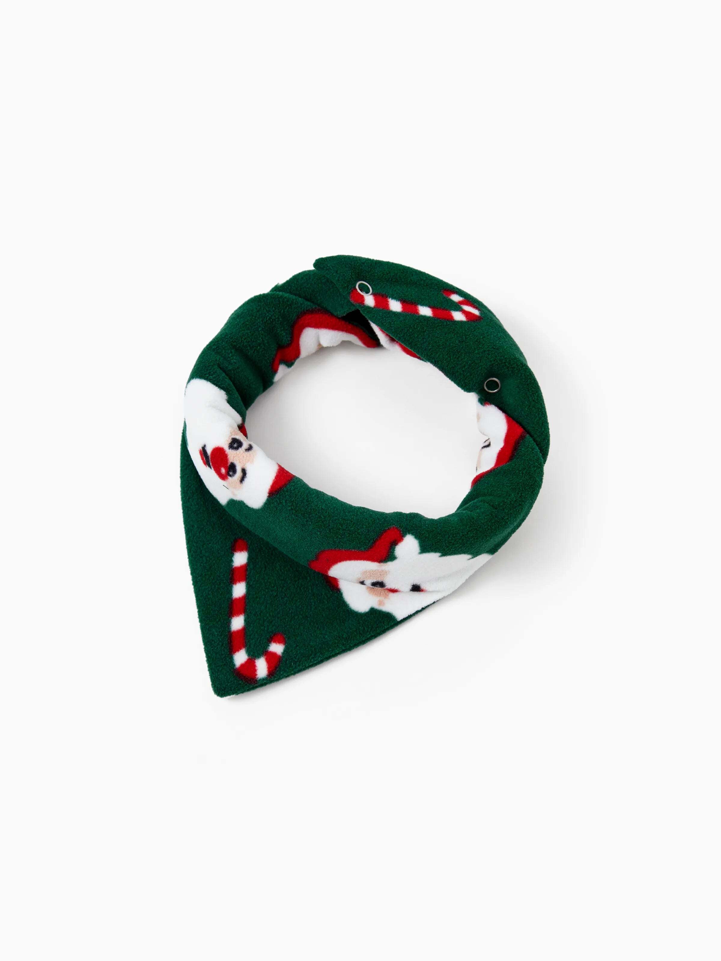 Christmas Matching Family Fleece Pajamas Set Santa Claus and Candy Cane Print PJS with Christmas Socks Dark Green