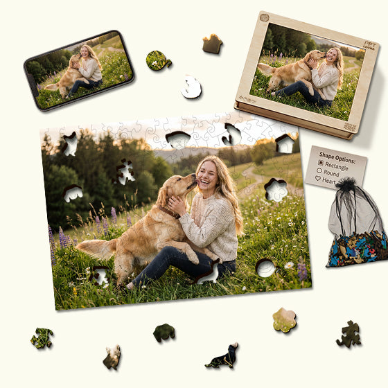 Personalized Photo Wooden Puzzle - Pet Lover Theme
