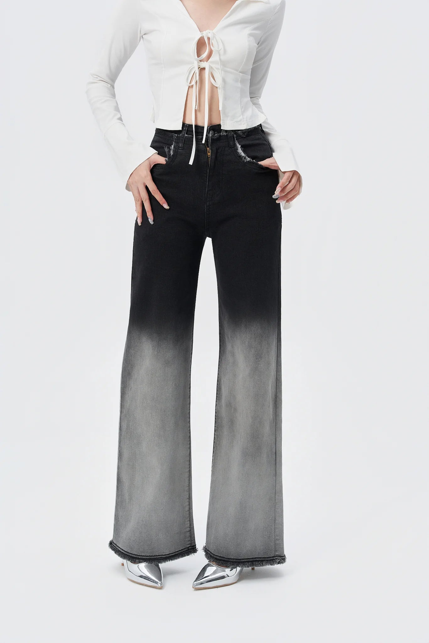 Bare Edge Ombre Wide Leg Jeans