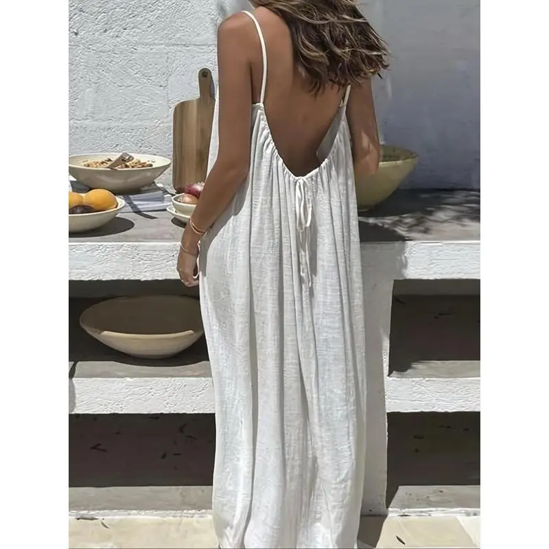 💥DON'T MISS OUT!⏰Women's Solid Cami Dress - Sleeveless Long Lounge & Sleepwear🔥Final Day Clearance!🛒