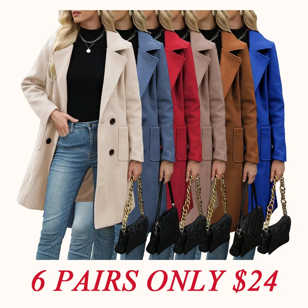 Women Winter Wool Blend Camel Mid-Long Coat