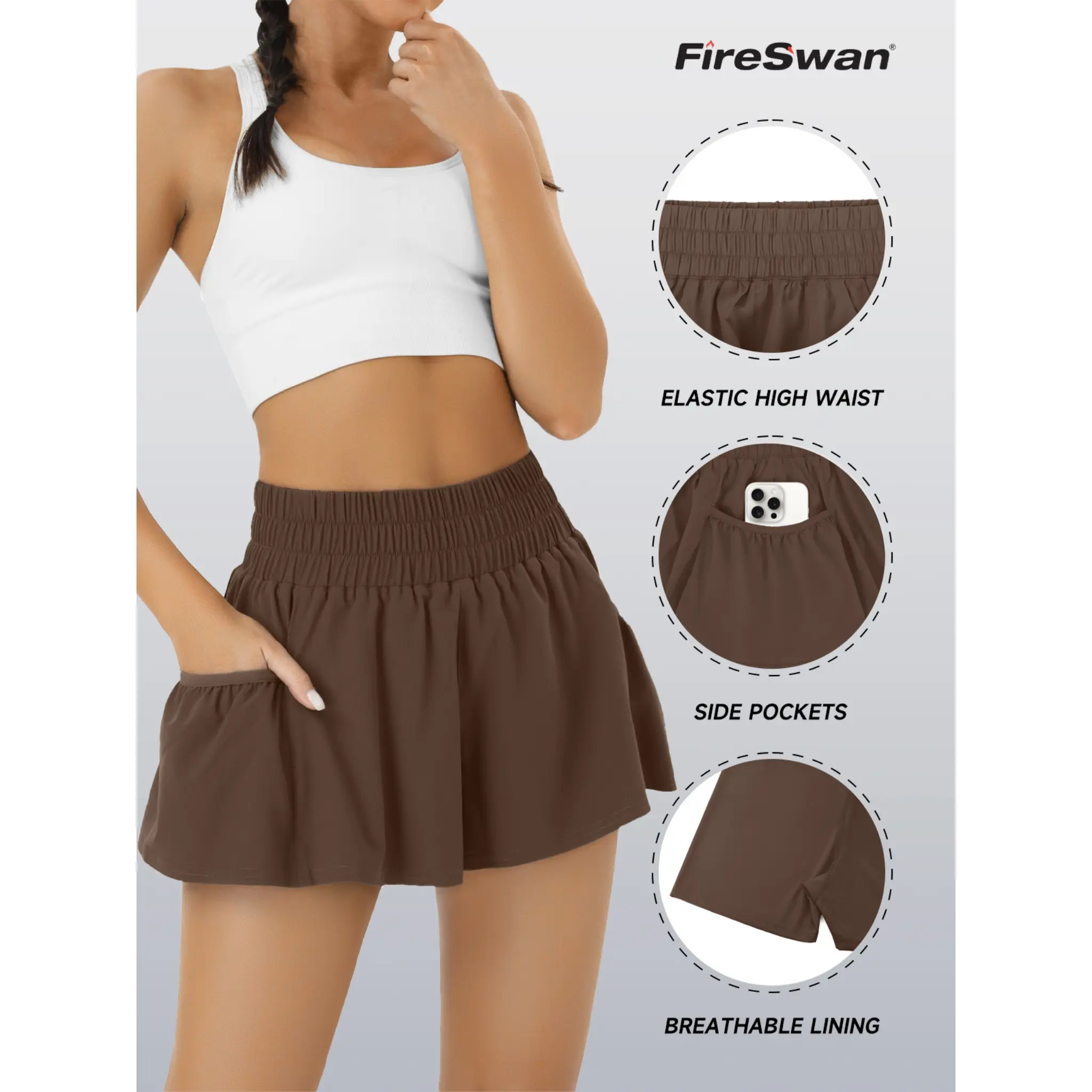 Women’s High-Waisted Athletic Shorts with Pockets (Stretchy & Breathable Active Fit)