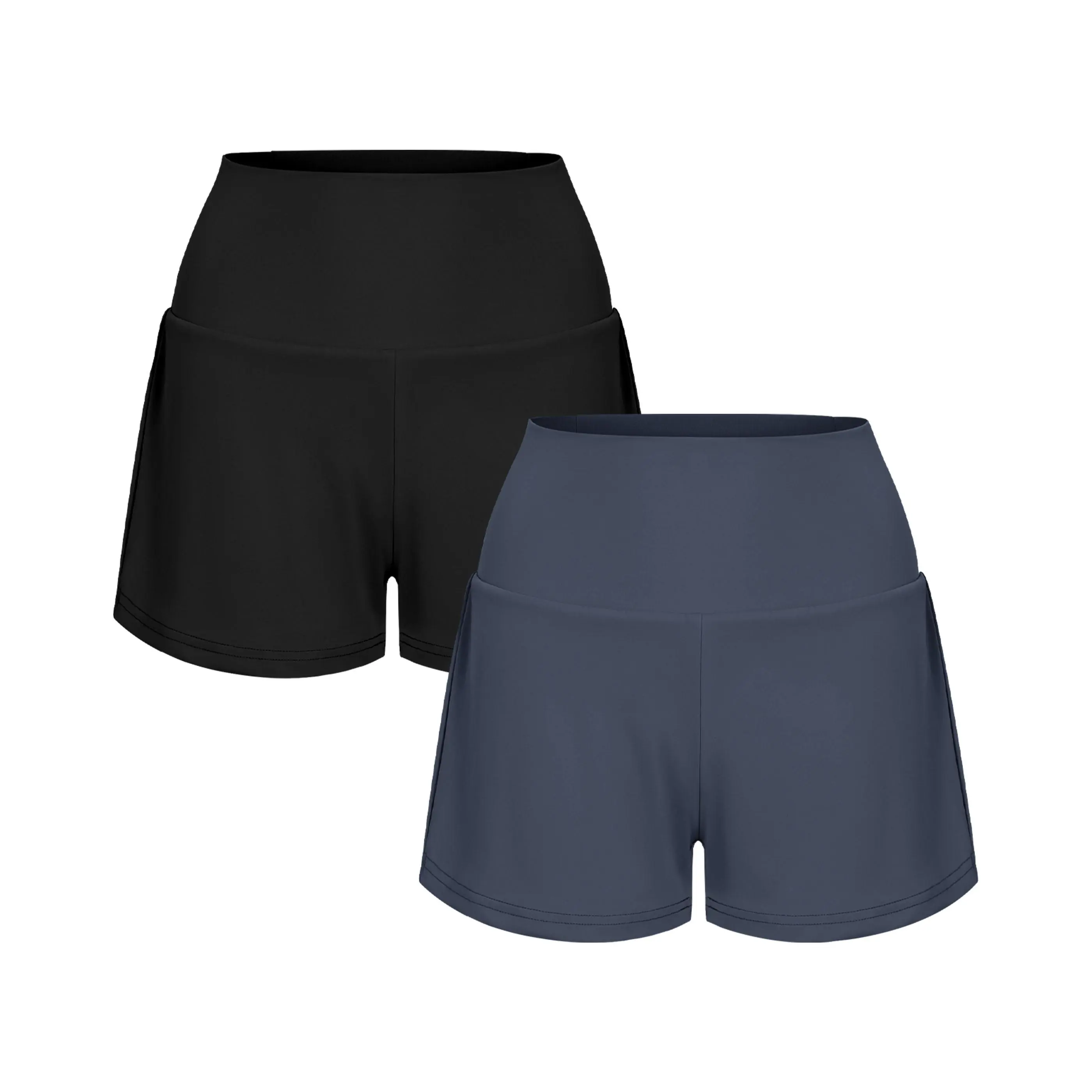 High Waisted Back Pocket & Side Hidden Pocket 2-in-1 Yoga Shorts 3