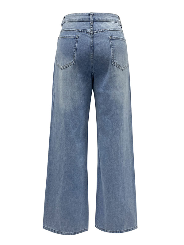 Split-Joint Loose Wide Leg Jean Pants Bottoms
