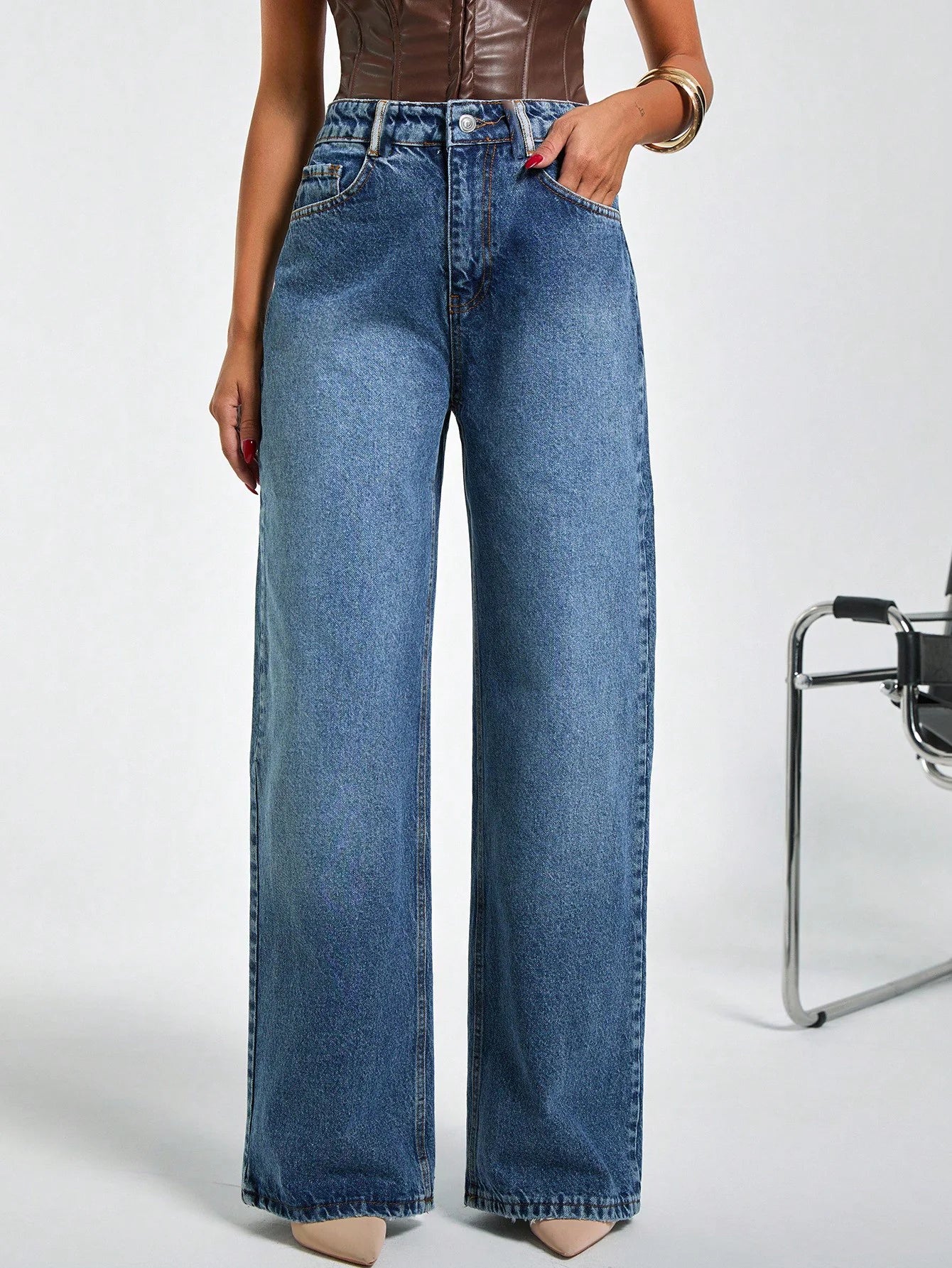 Classic Blue Wide Leg Jeans