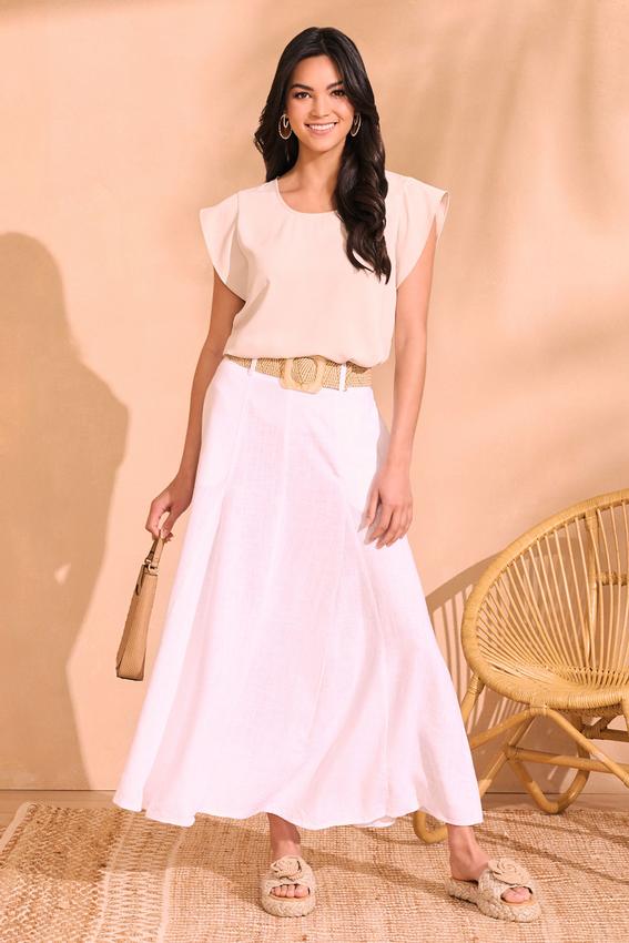 Belted Linen Skirt