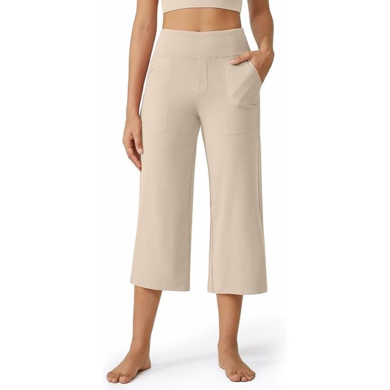 Mother's Day Sale💕Capri Pants for Women Wide Leg Yoga Dress Cropped Pants