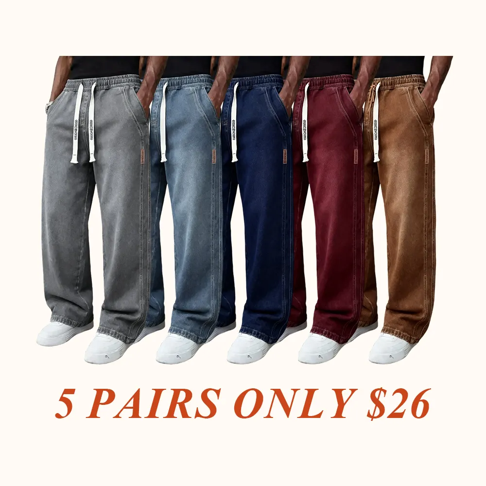 Men’s Stretch Denim Jeans — Vintage Washed Straight-Leg Fit