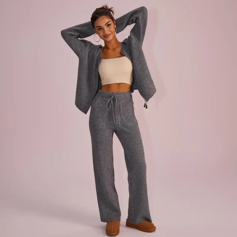 Women's Oversized Knit Sweater & Wide-Leg Pants Set