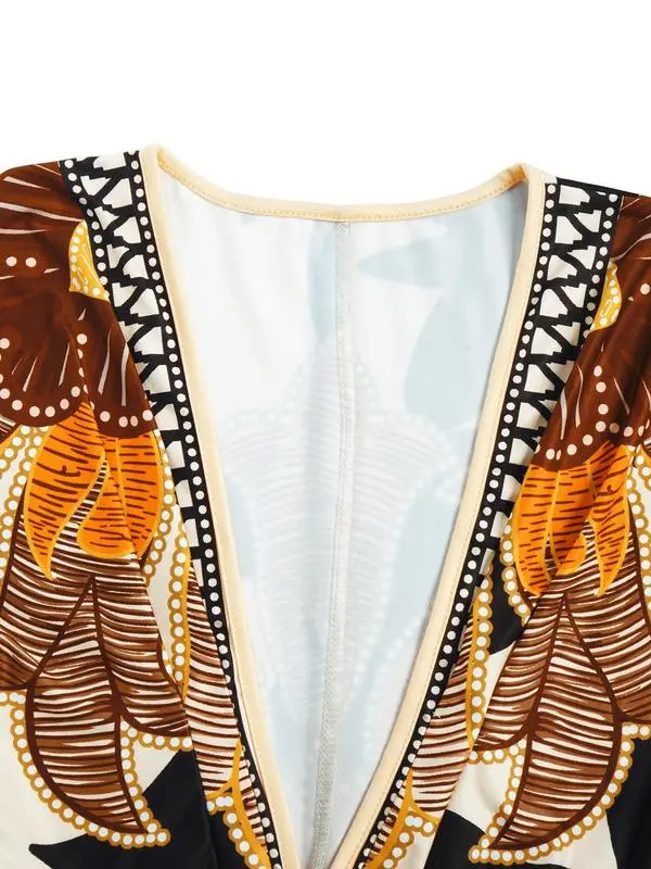 Women's All Over Print Deep V Neck Dress