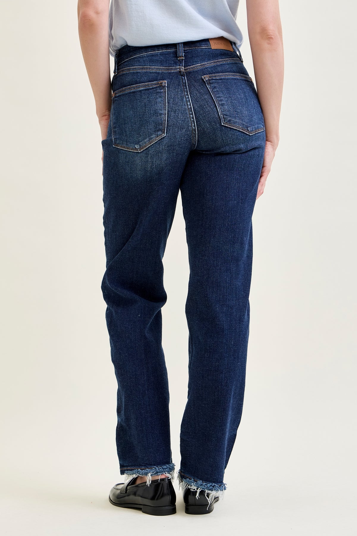 Selena Mid Rise Straight Leg with Fray Hem
