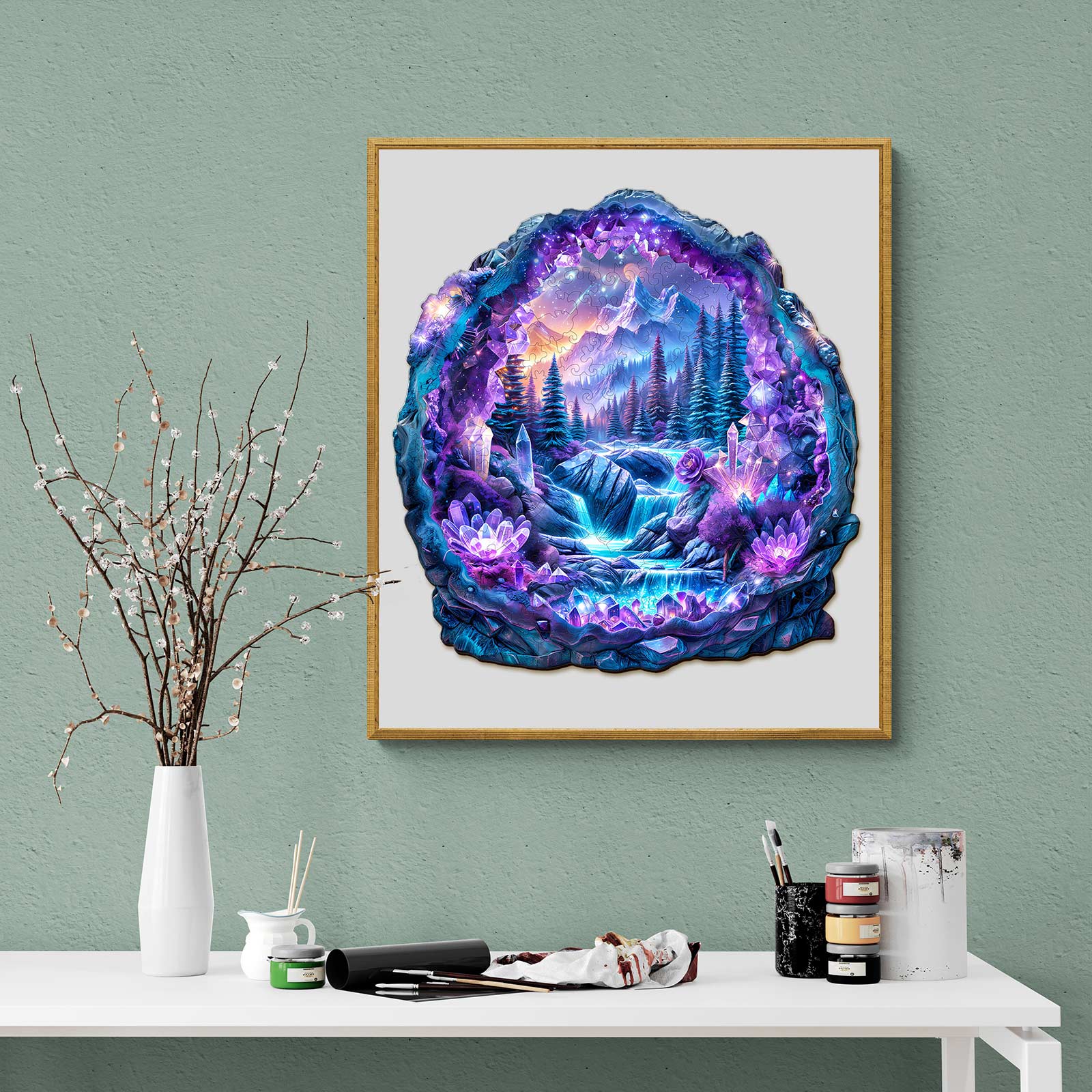 Crystal mine landscape-1 Wooden Jigsaw Puzzle