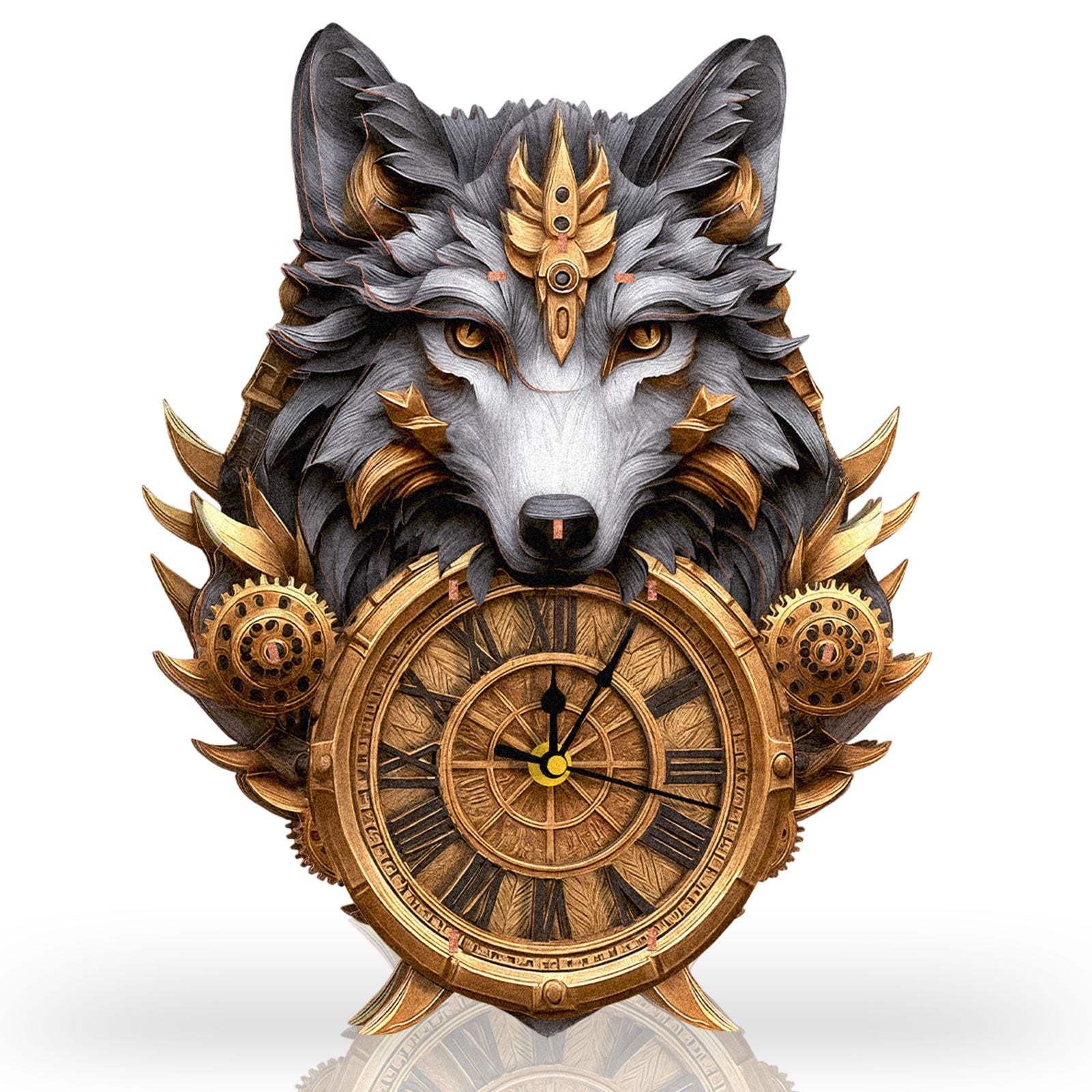 Gray Wolf– DIY Wooden Clock, 3D Puzzle Craft Kit