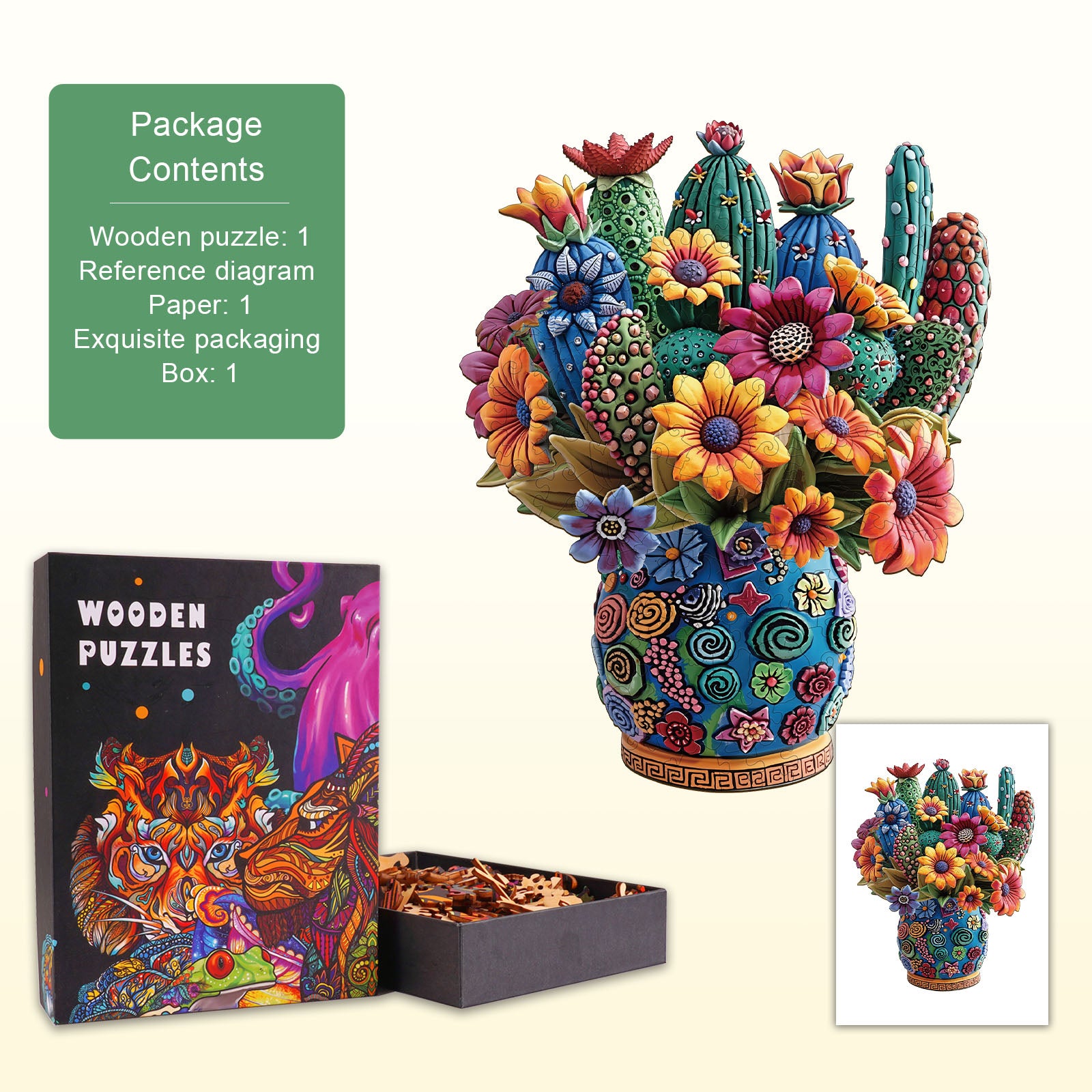 Blooming cactus Wooden Jigsaw Puzzle