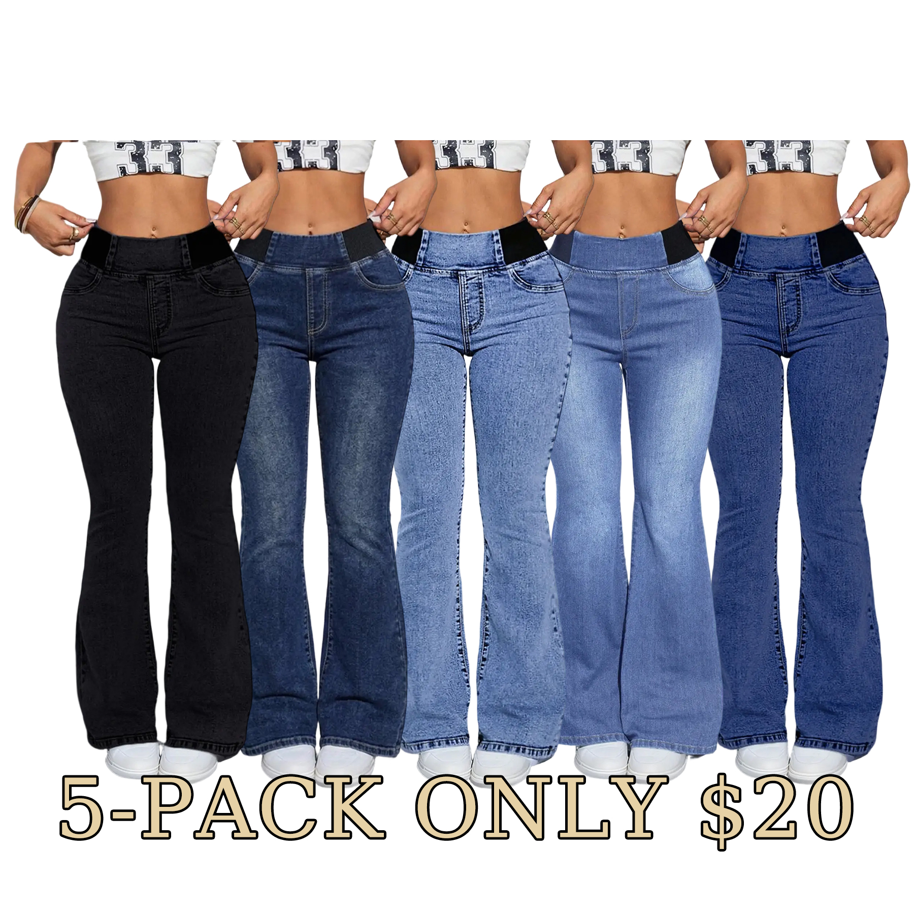High-Waisted Stretch Flare Jeans