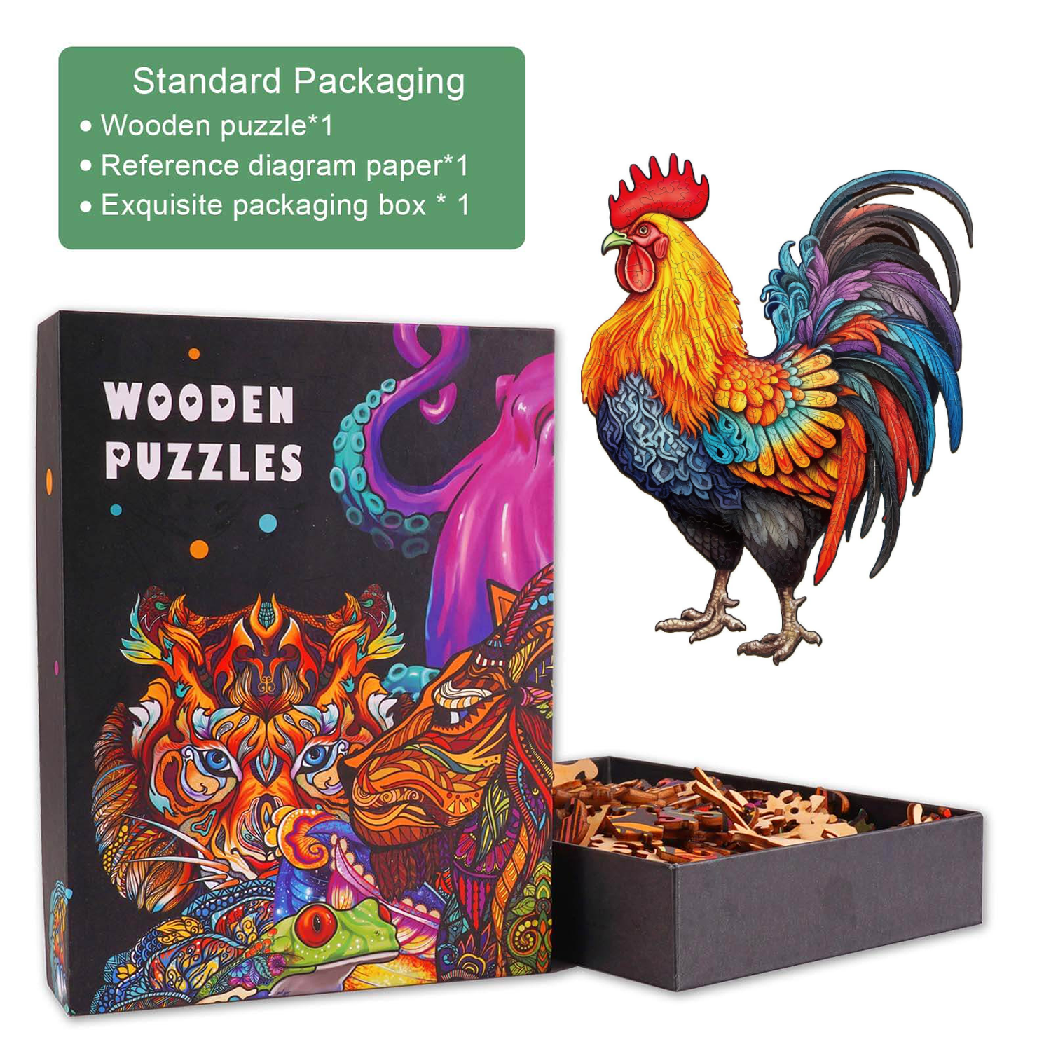 Spirited Rooster 2 Wooden Jigsaw Puzzle