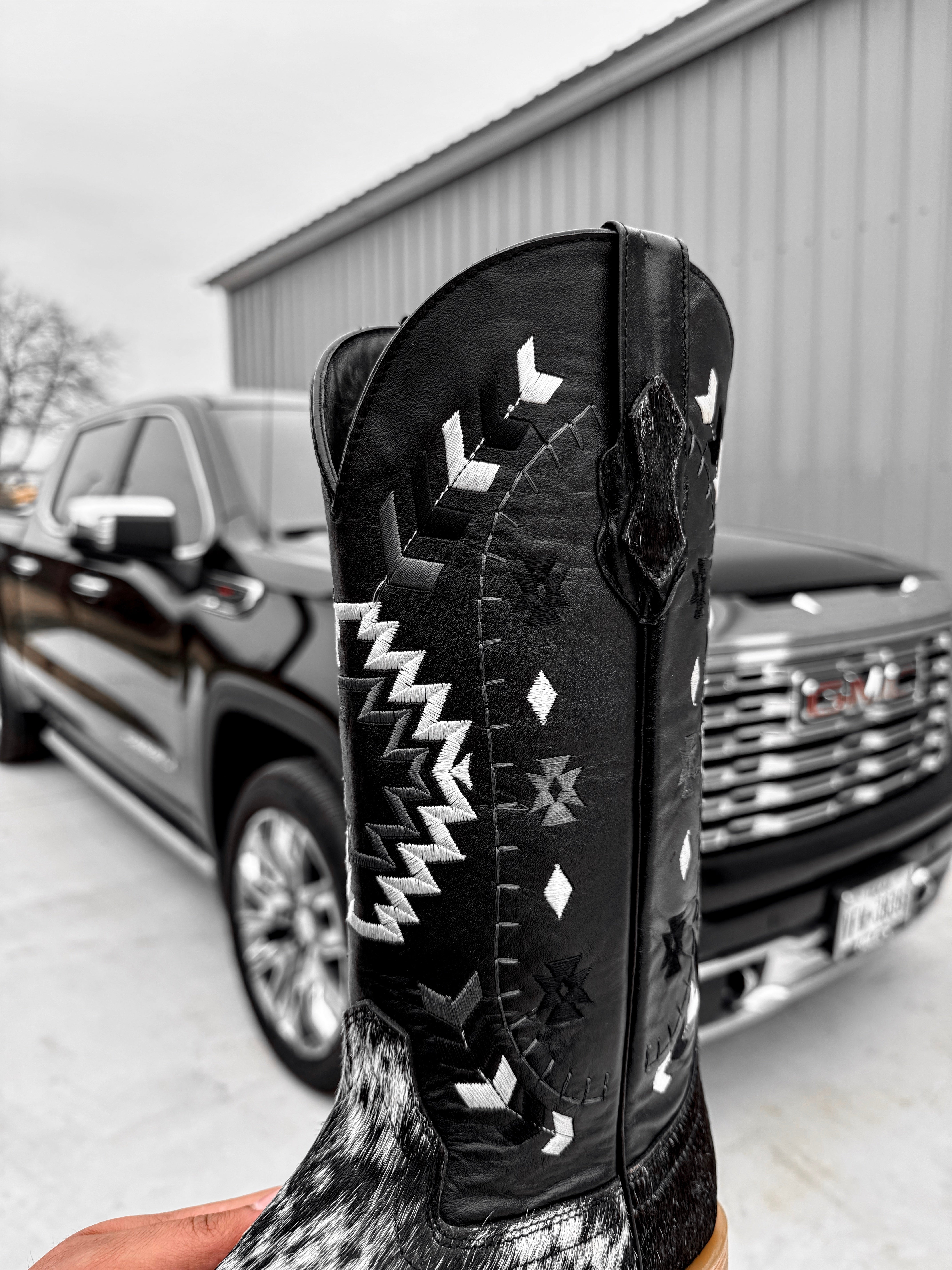 Genuine Cowhide Boots - Square Toe