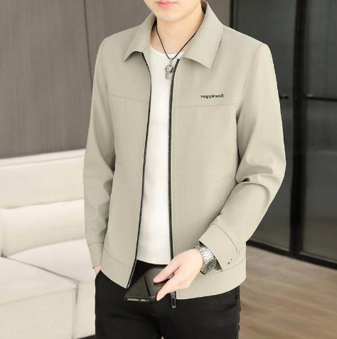 Men's Classic Turn - down Collar Zip - up Jacket