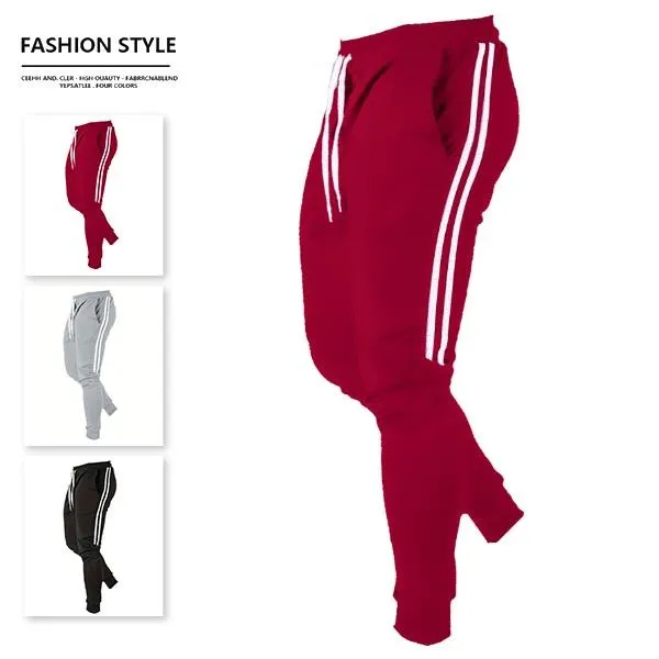 Men's athletic jogger pants with multiple colors and side stripes