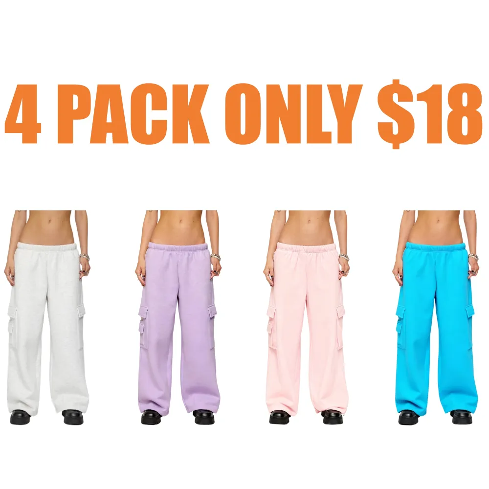 Petite Wide Leg Cargo Sweatpants